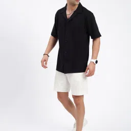 showoffff SHOWOFF Black Cotton Relaxed Fit Solid Shirt image 5