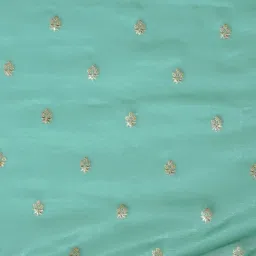 Saree Mall Turquoise Embroidered Sarees With Unstitched Blouse image 5