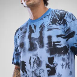 Spykar Blue Cotton Comfort Fit Printed T-Shirt image 5