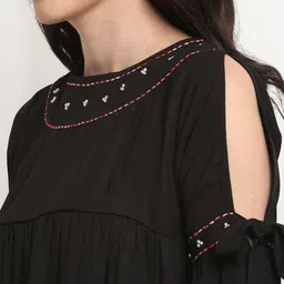 CORSICA Embellished Cold-Shoulder Georgette Top image 2