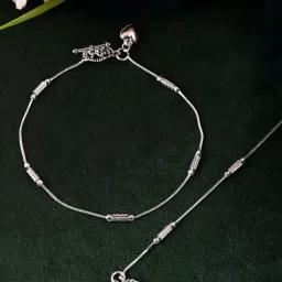 VOJ Silver Plated Anklets for Women Set of 2-image-72