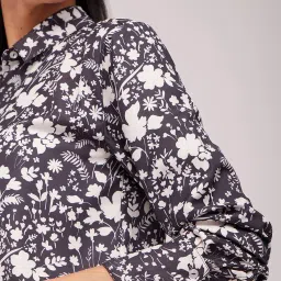 Fablestreet Black & White Floral Print Shirt image 5
