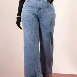Miss Chase A+ Blue Denim Solid High Rise Jeans image 2