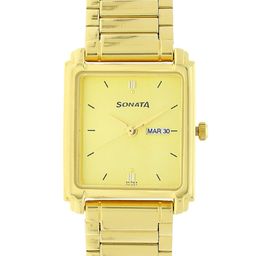 Sonata Men Gold-Toned Analogue Watch NK7053YM05-picture-32