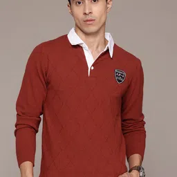 The Roadster Lifestyle Co. Men Geometric Self Design Woollen Pullover-picture-34