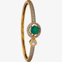 Kushal's Fashion Jewellery Green Victorian Polished Kundan Kada for Women-image-49