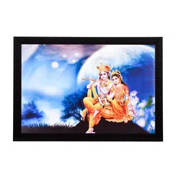eCraftIndia Blue & Orange Radha Krishna UV Wall Painting-image-80