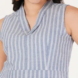 Brownverse Women Vertical Stripes Striped Cotton Regular Top image 3