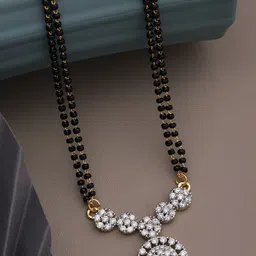 Wynona Gold-Plated Stone Studded & Beaded Mangalsutra image 3