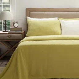Maspar Yellow Cotton 200 TC Double Bed Cover image 2