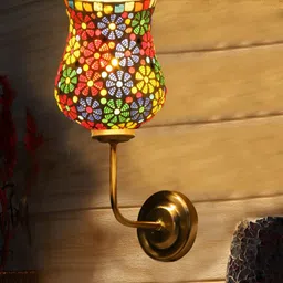 Devansh White & Blue Textured Metal Bell Shaped Wall Lamp image 5