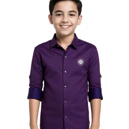 Charchit Cotton Blend Full Sleeves Solid Shirt - Violet-picture-13