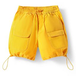 kookie kids india Kookie Kids Cotton Woven Solid Shorts With With Side Toggles - Yellow-picture-25