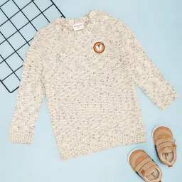 Pantaloons Baby Cotton Full Sleeves Abstract Printed Patch Detailed Sweater - Off White-picture-14