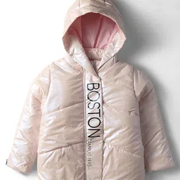 Primo Gino Woven Full Sleeves Holographic Solid Hooded Padded Jacket - Pink-picture-25