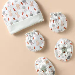 Ben Benny Interlock Knit Cap Mitten & Booties Set with Bunny Print White - Diameter 10 cm-picture-10