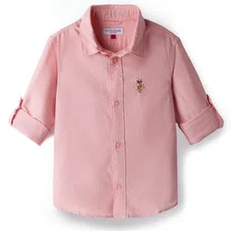 US Polo Assn Cotton Woven Full Sleeves Solid Colour Shirt - Pink-image-88