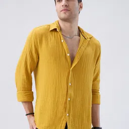VASTRADO Men Classic Slim Fit Solid Spread Collar Cotton Casual Shirt-picture-11