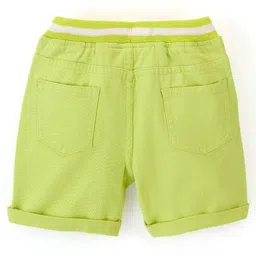 Babyhug Cotton Spandex Mid Thigh Length Shorts Text Print- Lime Green image 2
