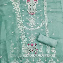 LeeliPeeri Designer Embroidered Organza Unstitched Dress Material image 3