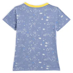 Mi Arcus Half Sleeves All Over Star & Moon Printed Tee With Pyjama Slumber Set - Blue image 4