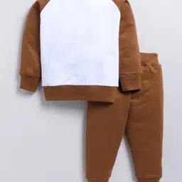 TOONYPORT Cotton Full Sleeves Cookie Printed Sweatshirt With Solid Joggers Set - Brown image 4