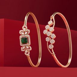 Zaveri Pearls Set Of 2 Cubic Zirconia Rose Gold-Plated Kada Bracelet-picture-22