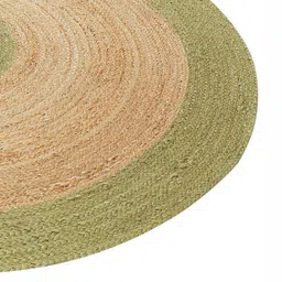 Art Avenue Eswatini Beige & Green Textured Round Floor Jute Carpet image 5