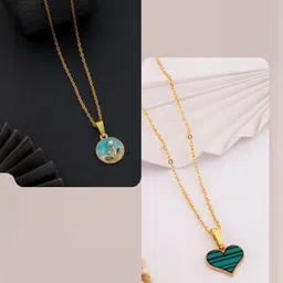 SZN Women Set of 2 Brass Gold-Plated Necklace-picture-14