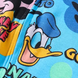 Babyhug Disney Interlock Knit Full Sleeves Footed Sleep Suit With Mickey Mouse Print - Light Blue image 4