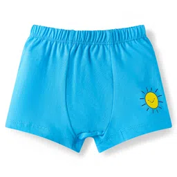 Babyhug 100% Cotton Knit Trunks with Star & Cloud Print Pack of 3 - Orange Green & Blue image 4