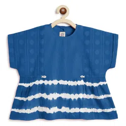 Tiber Taber 100% Cotton Half Sleeves Tie Dye Top - Blue image 5