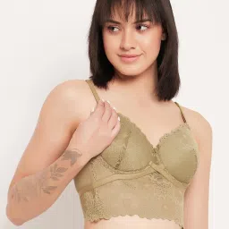 Clovia Green lace Regular fit Solid Bra Sets image 5