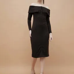 Ginger by Lifestyle Brown Solid Dress image 5