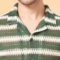 People By Pantaloons Green Cotton Regular Fit Self Pattern Shirt image 5