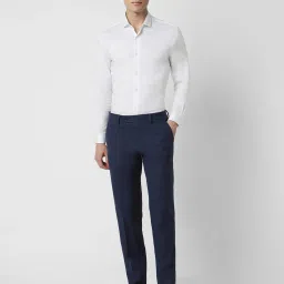 Van Heusen Navy Slim Fit Checks Trousers image 5