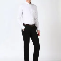 Peter England White Cotton Slim Fit Checks Shirt image 5