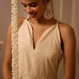 Okhai Off White Embellished Ethnic Dress With Dupatta image 5