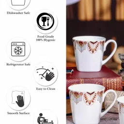 Sonaki White Bone china Tea & Coffee Mug - Set of 6 image 5