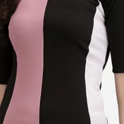 PURVAJA Lavender & Black Knitted Color-Block Midi Dress image 5