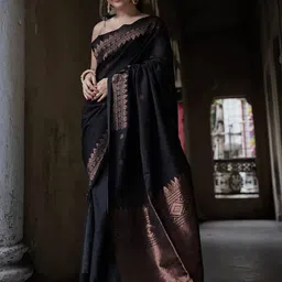 Anjaneya Sarees Ethnic Motifs Woven Design Zari Banarasi Saree-picture-38