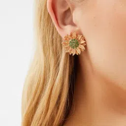 Accessorize London Green Golden Earrings for Women image 2