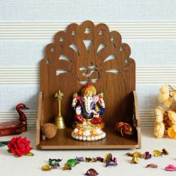 eCraftIndia Om with Bells Design Laminated Wood Pooja Temple/Mandir-picture-45