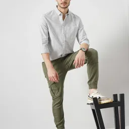 celio celio* Black & White Regular Fit Striped Cotton Shirt image 5