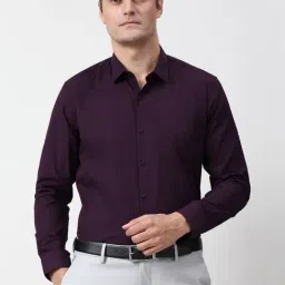 Peter England Purple Cotton Regular Fit Checks Shirt-picture-34