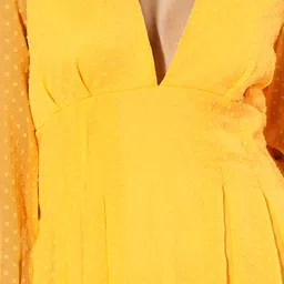 KASSUALLY Yellow Self Design A Line Dress image 5
