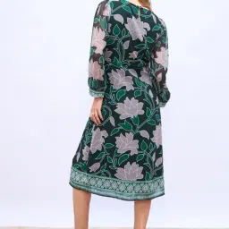 Styli Green Print A Line Dress image 2