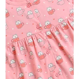 Bumzee Girls Pink Printed Frock With Leggings image 5