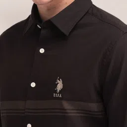 U.S. Polo Assn. Brown Cotton Regular Fit Striped Shirt image 5