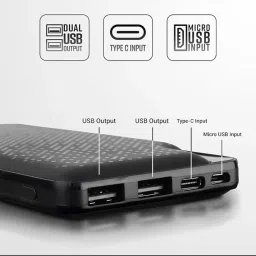 Zebronics Me53 Power Bank, 10000 Mah, 12W, Dual Usb Output, Type C & Micro Usb Input image 5